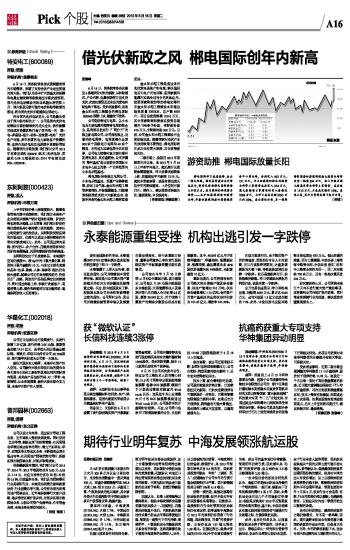 永泰能源重组受挫 机构出逃引发一字跌停-证券